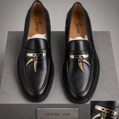 Black Metal-Detail Loafers